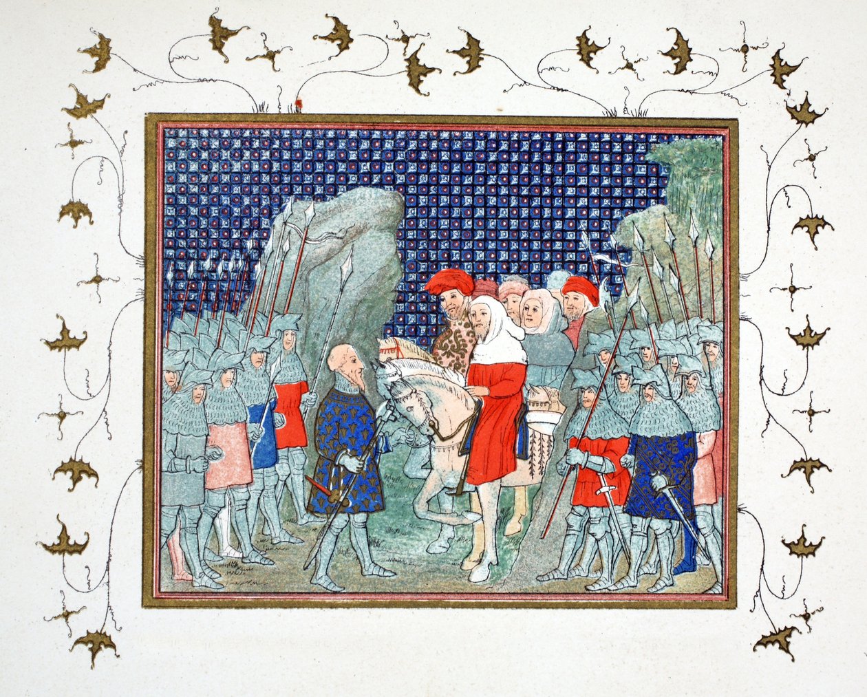 理查德二世在Penmaur Rhos背叛并被诺森伯兰公爵俘虏，由Jean Creton从Le Prinse et Mort du Roy Richart传真，转载19世纪 作者 法语学校