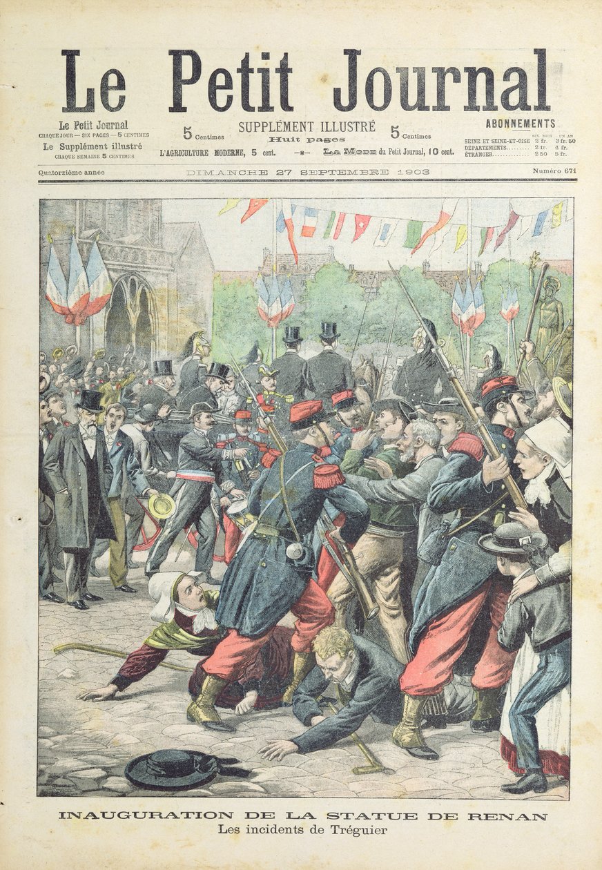 1903年9月27日，在Renan雕像就职典礼上的Treguier骚乱，封面“Le Petit Journal” 作者 法语学校