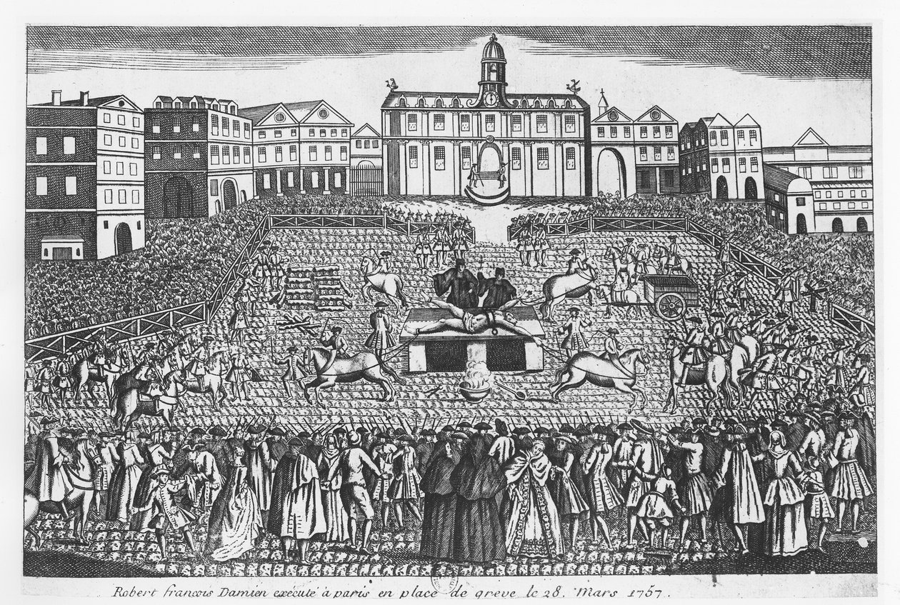 Robert-Francois Damiens于1757年3月28日在巴黎的格雷夫广场被处决 作者 法语学校