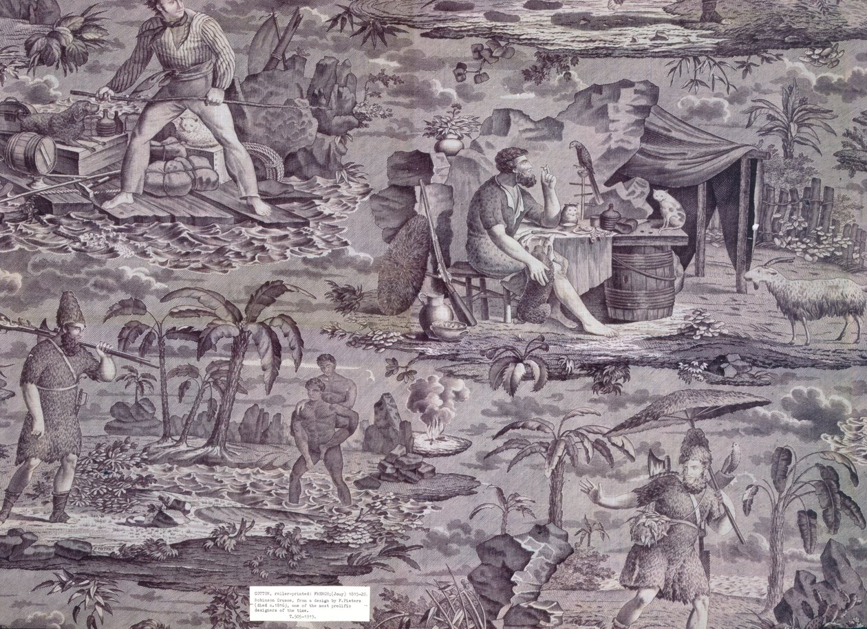 Robinson Crusoe，来自F. Pieters的设计，第1815-20页（滚筒印花棉） 作者 法语学校