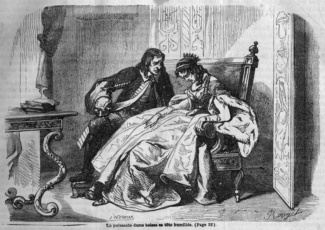 罗马连载。"乔治-桑（Aurore Dupin, Baronne Dudevant）（1804-1876）的《绿色女士》。"美好的浪漫 "中的版画 作者 法语学校