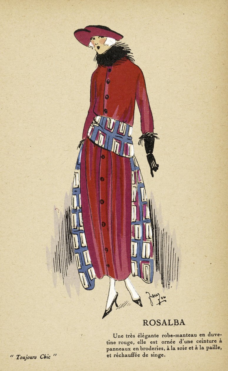 罗莎芭》，选自《Toujours Chic》，1921-22 年出版（pochoir 印刷品） 作者 法语学校