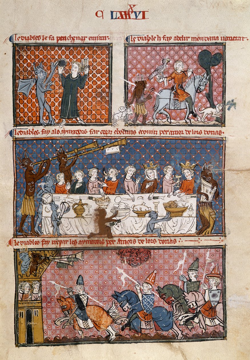 皇家 19 C. I fol.204 恶魔的诱惑，选自 Le Breviari d