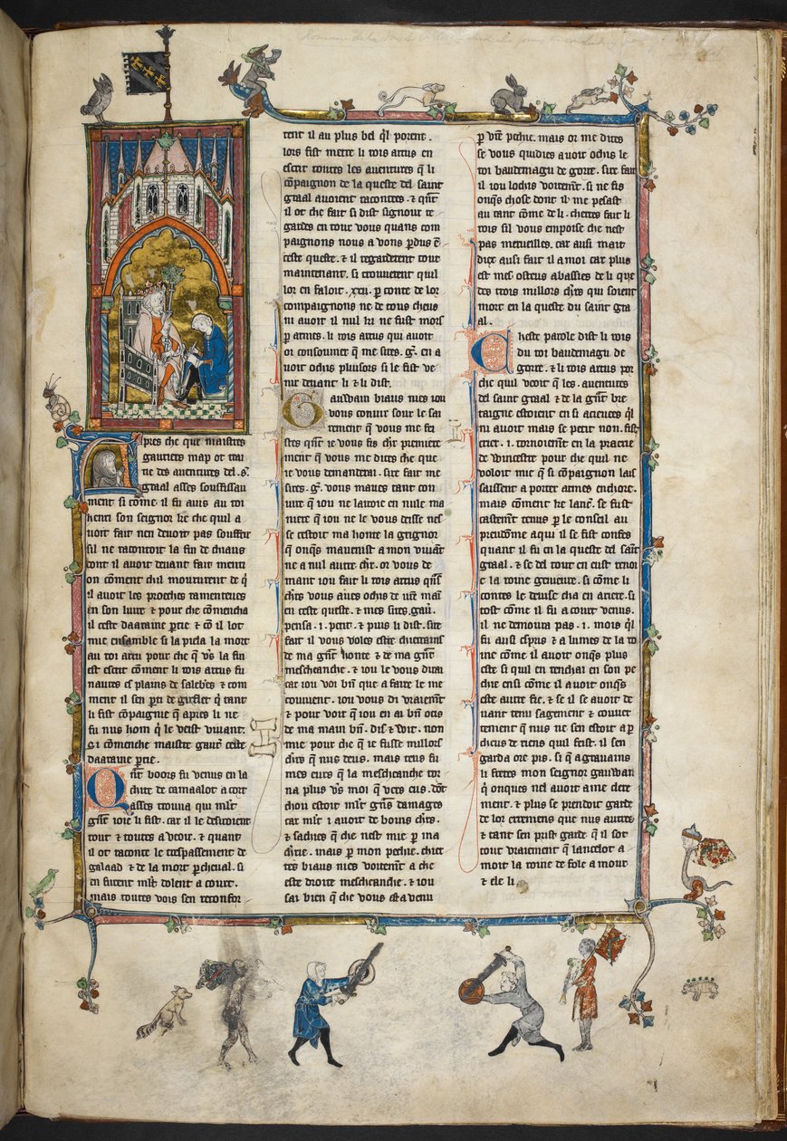 Royal Ms 14 e III f.140r Henry II of England with scribe, illustration from 