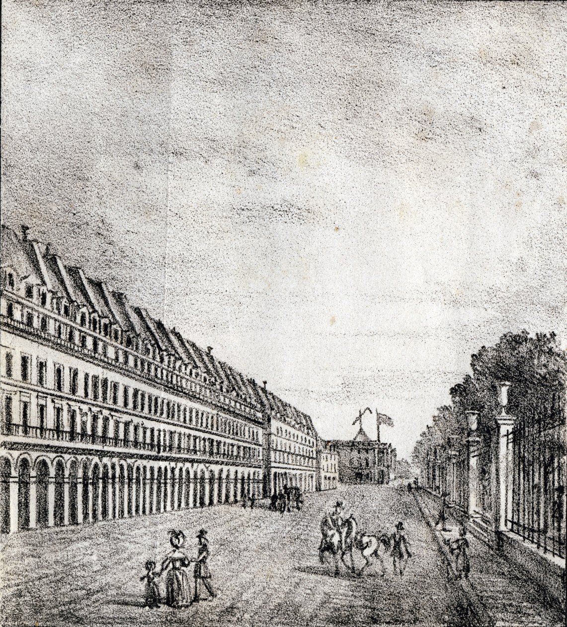 巴黎里沃利街 - "Alphabet Picturesque des Monumens de Paris"，约 1840 年（雕刻） 作者 法语学校