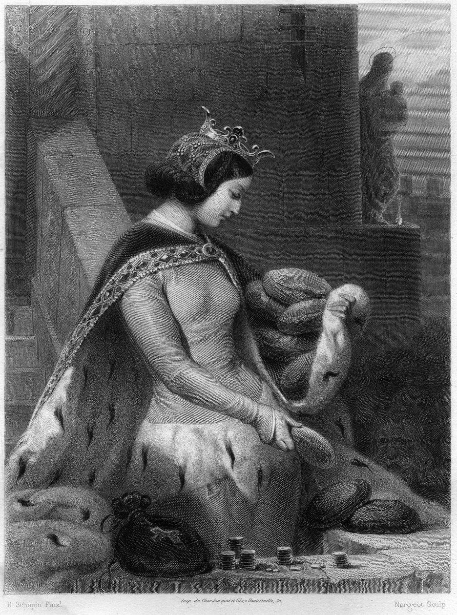 圣巴蒂尔德（Saint Bathilde）法国女王（卒于680年）是克洛维斯二世的妻子。在 "Les Saintes Femmes "中 作者 法语学校
