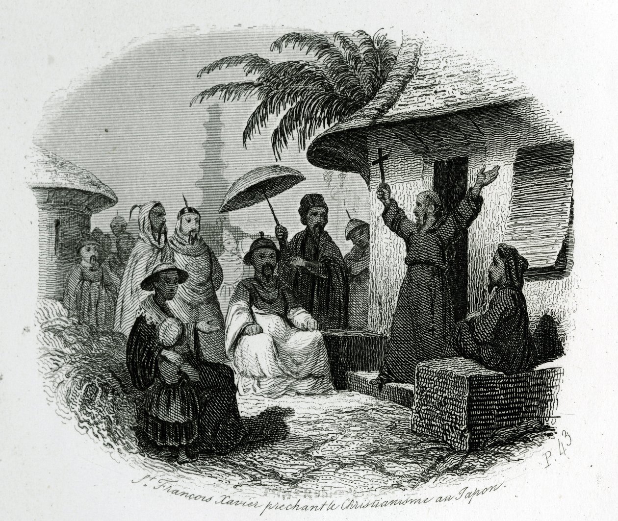 Saint Francois Xavier preaching Christianity in Japan. Engraving to Illustrer History and Description of Japan by Pere de Charlevoix, A.Mame et Compagnie editeurs, Tours 作者 法语学校