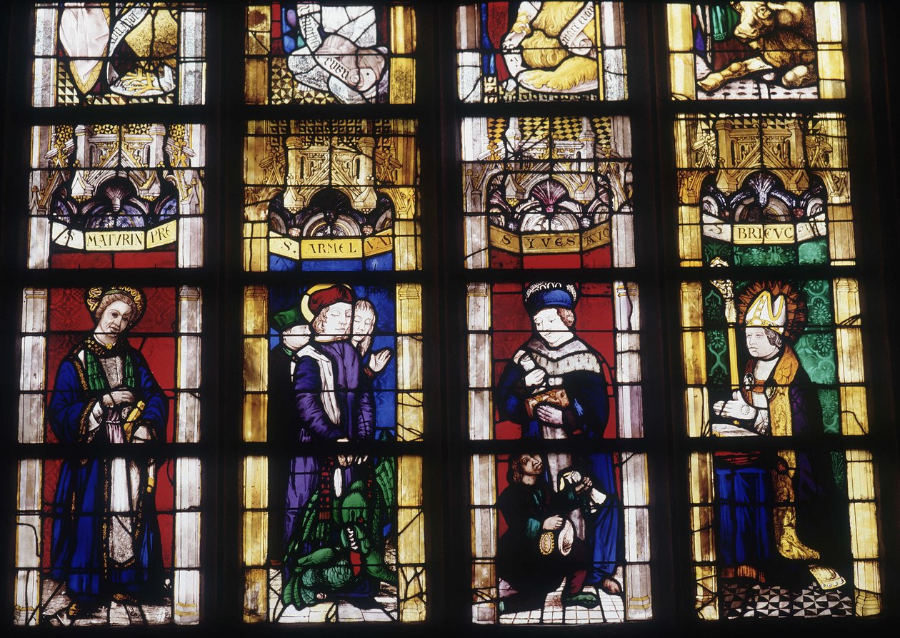 Saint Maturin, Saint Yves, Saint Armel and Saint Brieuc - stained glass of the Church of Saint Savior of Dinan 作者 法语学校