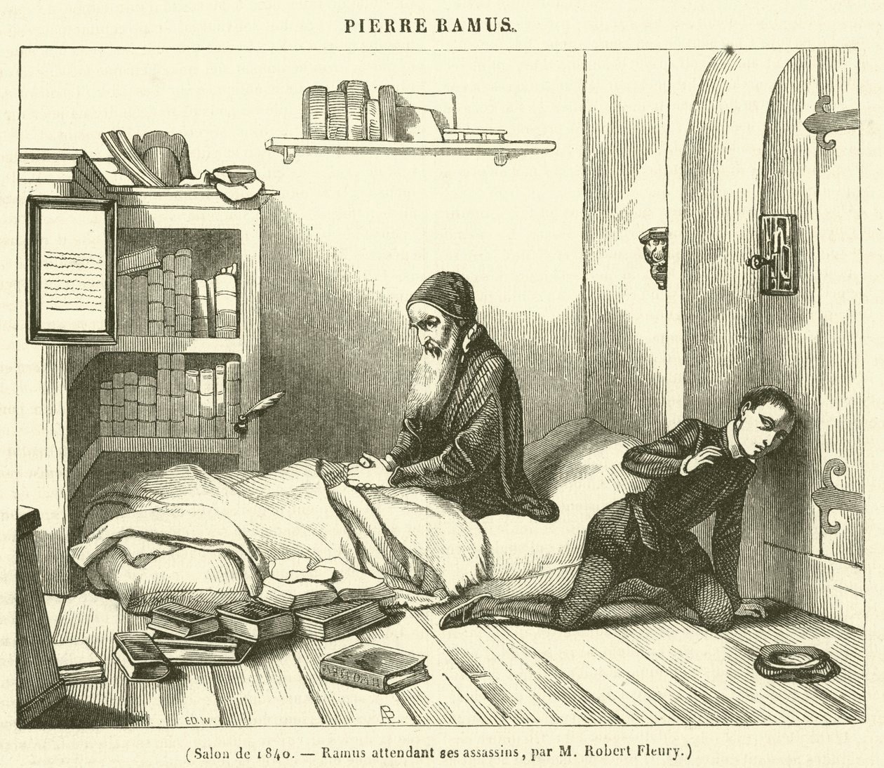 1840 年沙龙，拉穆斯在等待刺客（雕刻） 作者 法语学校
