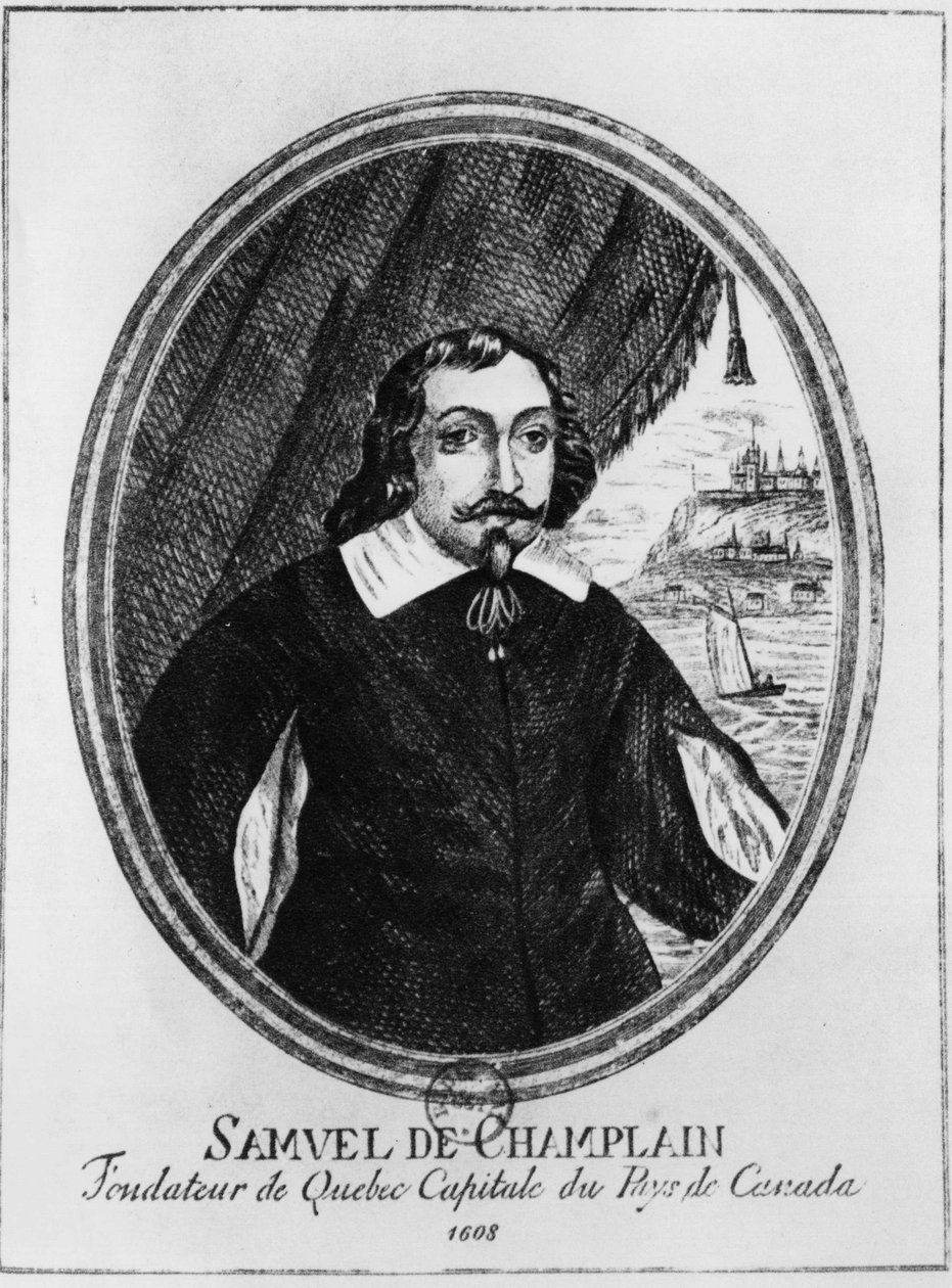 Samuel de Champlain (1570-1635)，匿名雕刻。 作者 法语学校