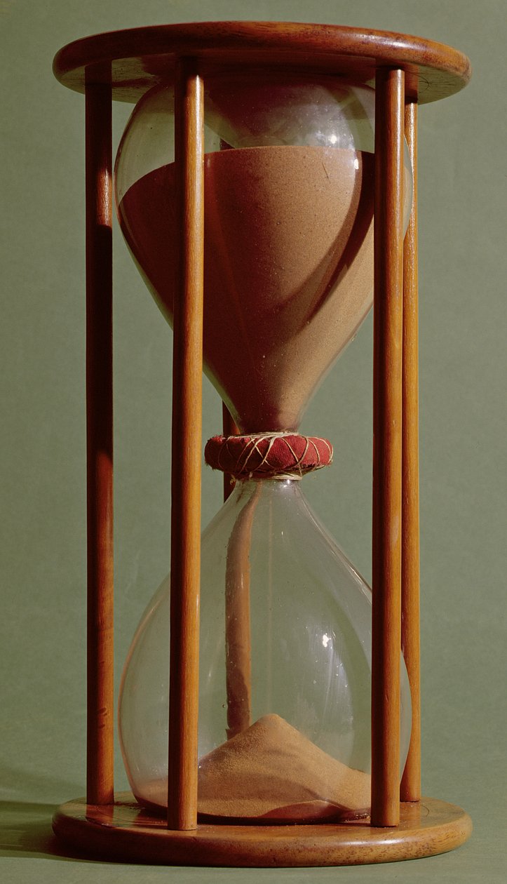 沙漏，16-17世纪（木材，沙子和玻璃） 作者 法语学校