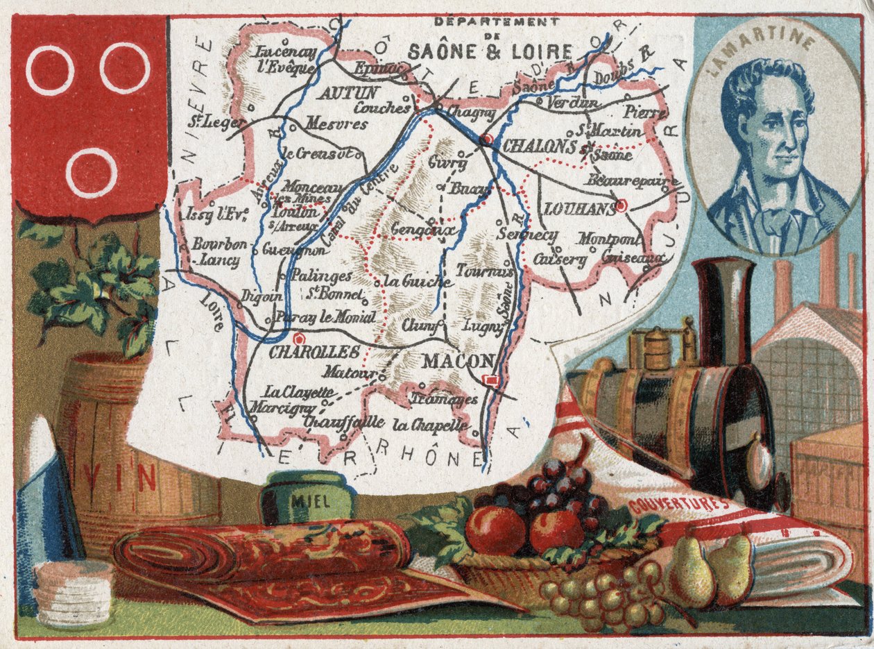 Saone et Loire (Saone-et-Loire, 71), Burgundy, France.阿尔丰斯-德-拉马丁的肖像（阿尔丰斯-玛丽-路易-德-普拉-德-拉马丁） 作者 法语学校