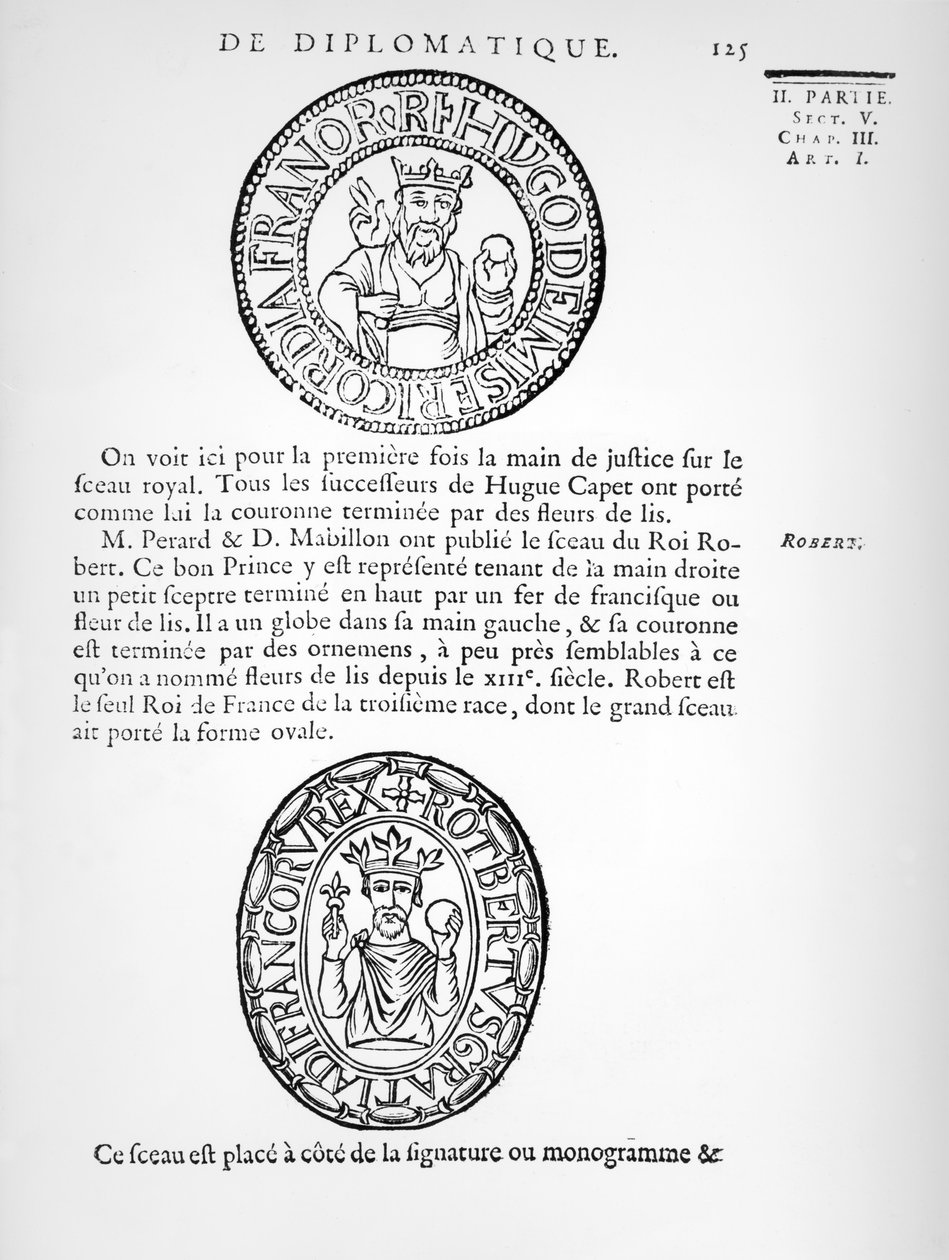 Hugues Capet（c.941-996）和Robert II（c.970-1031）的封印是Pious 作者 法语学校