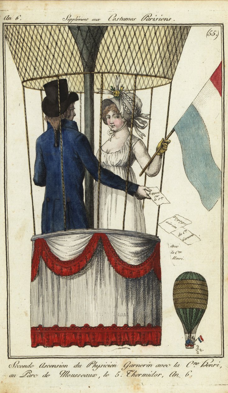 Second balloon ascent of Dr. Andre-Jacques Garnerin, 8 July 1798 (handcoloured copperplate engraving) 作者 法语学校