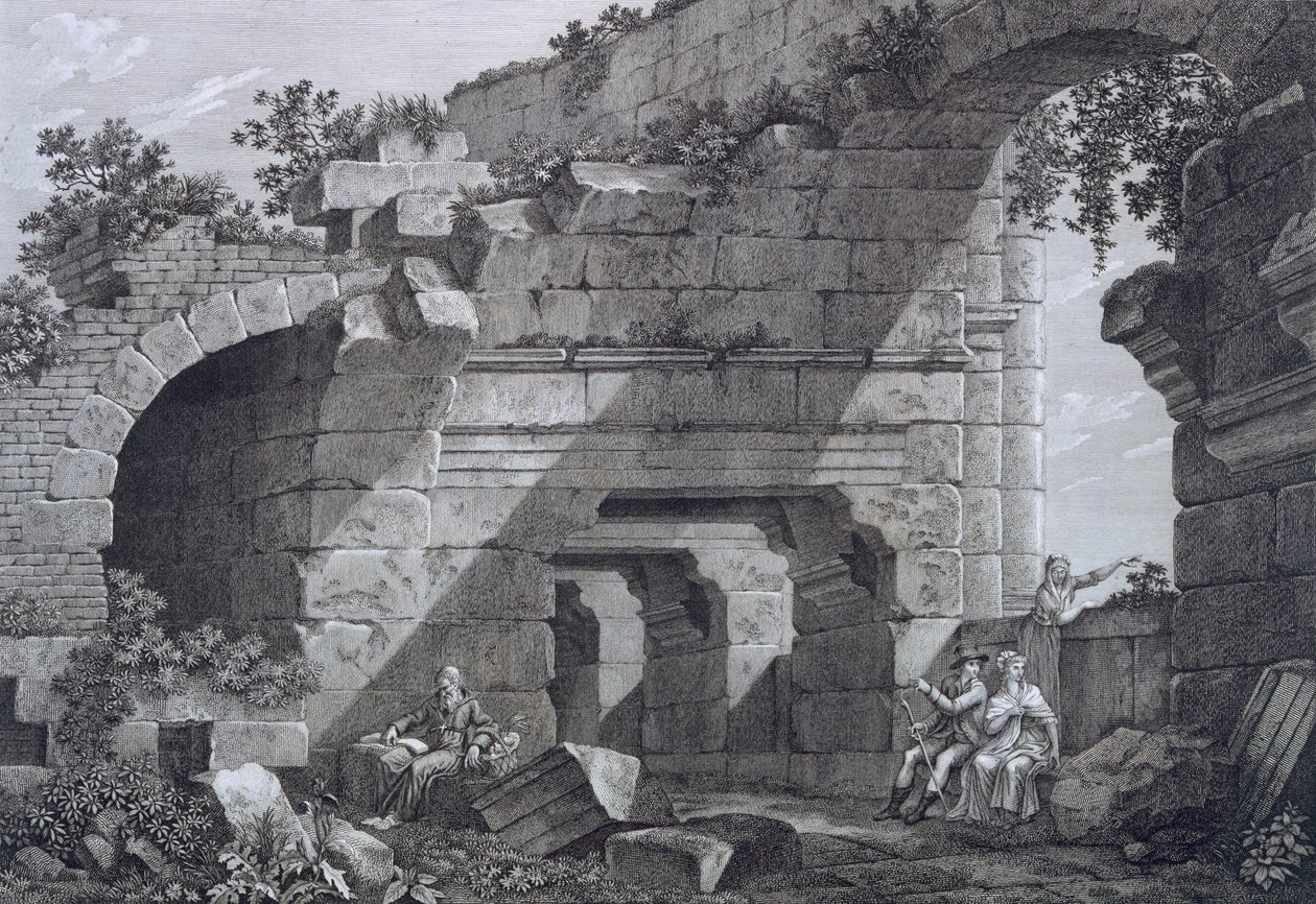 Nimes圆形剧场的第二层画廊，来自AntiquitésdeFrance：第一卷，尼姆纪念碑 作者 法语学校