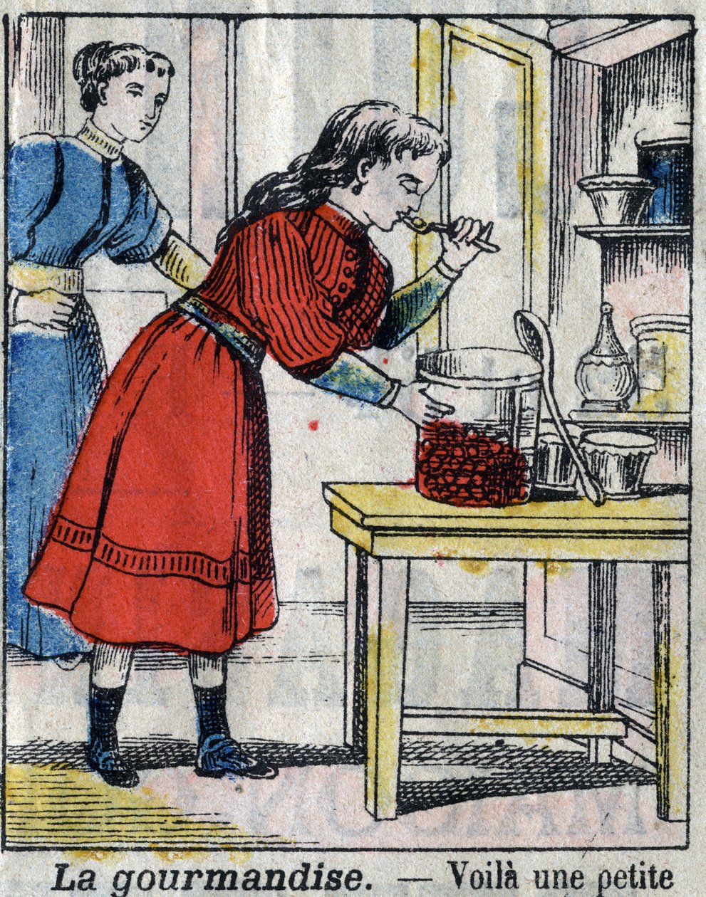 七杀捕鱼：Gourmandise。19世纪末，埃皮纳成像。(I sette peccati o vizi capitali) 作者 法语学校