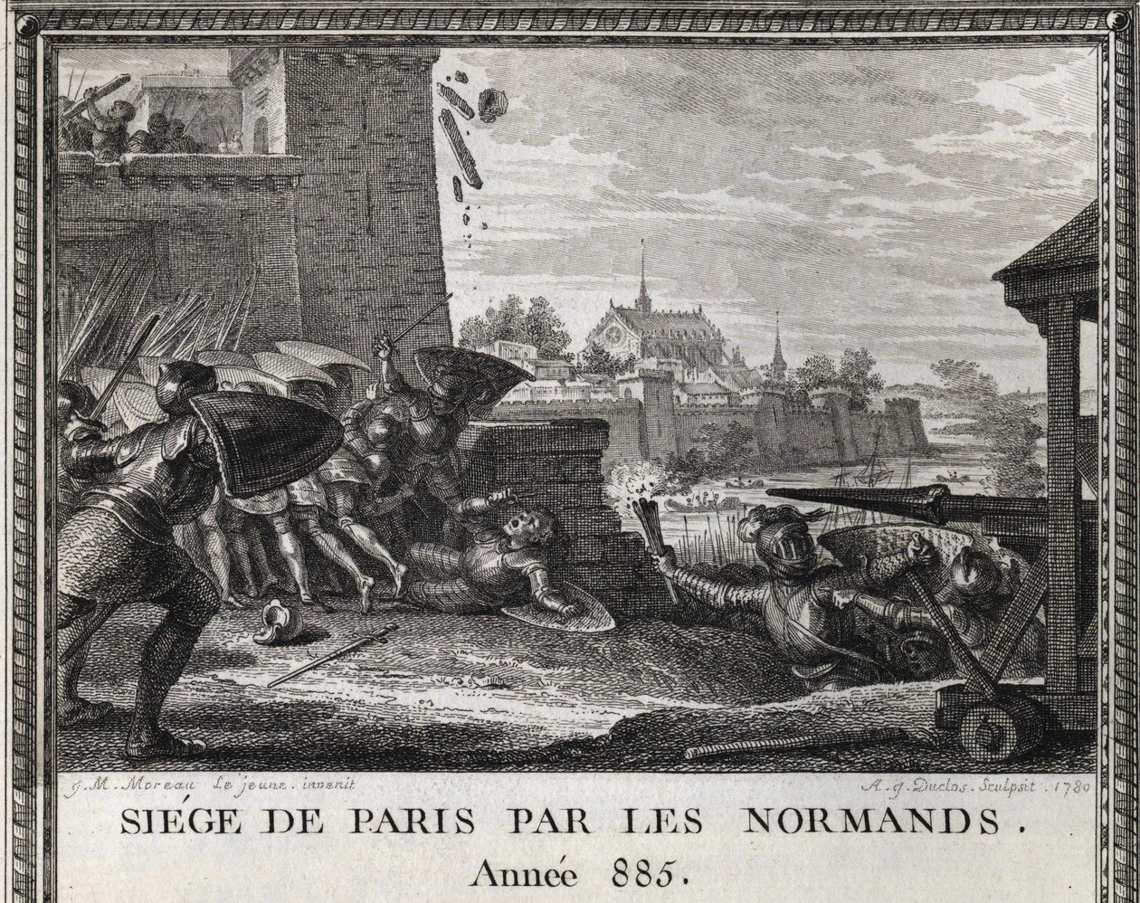 Siege of Paris by the Normans, year 885. Engraving from the “Figures de l
