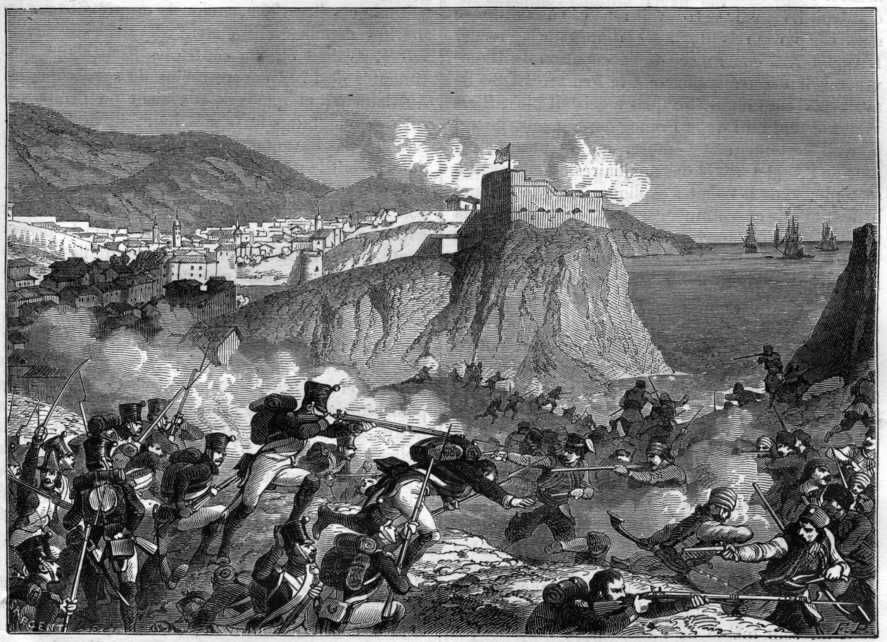 1806年5月和6月拿破仑战争期间对拉古萨（拉古萨共和国）的围攻（克罗地亚语的杜布罗夫尼克的拉古萨）（莫利托将军和劳里斯顿的达尔马提亚战役）--载于阿道夫-蒂埃的《领事馆历史之后的帝国历史》。 作者 法语学校