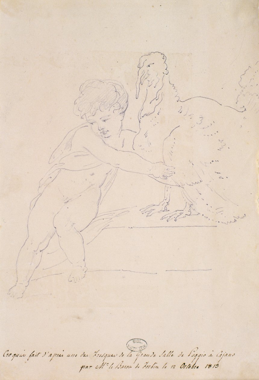 素描于1813年10月12日在Poggio a Caiano的人民大会堂 作者 法语学校