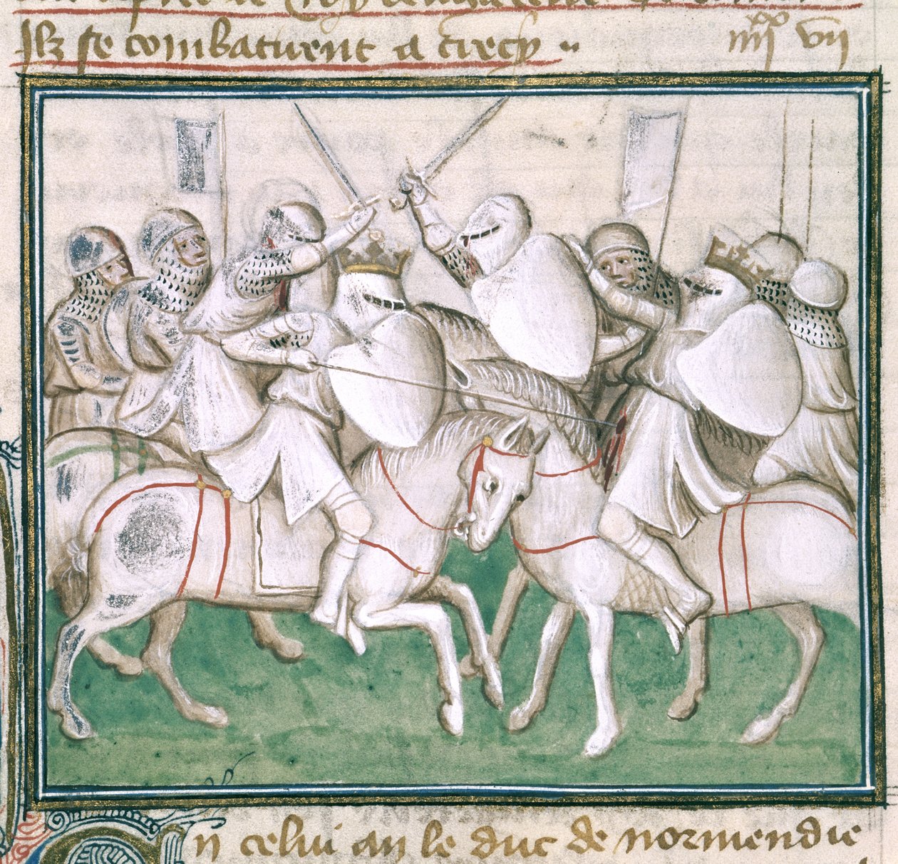 Sloane 2433 C，fol.69v 克雷西战役，约 1410 年（牛皮纸） 作者 法语学校