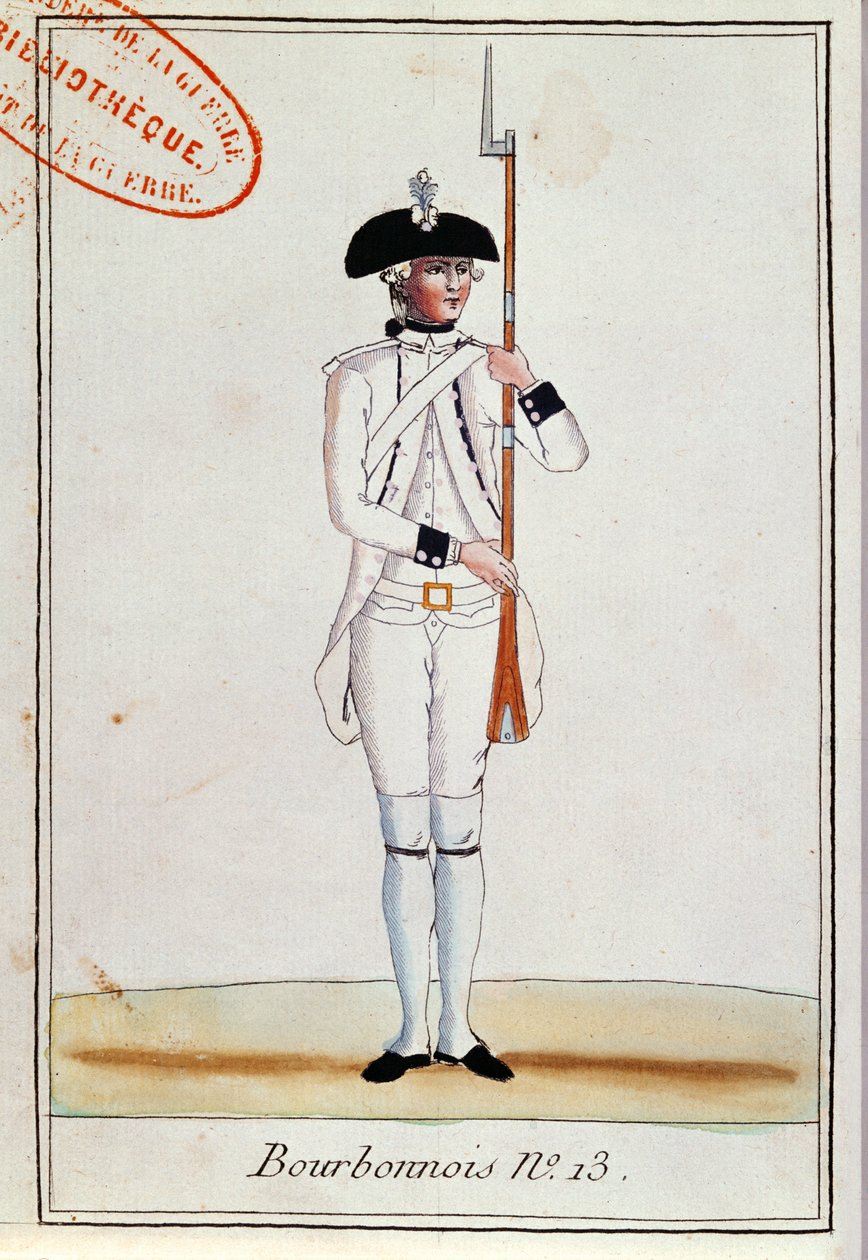 1780年军团de Bourbonnois的士兵 作者 法语学校