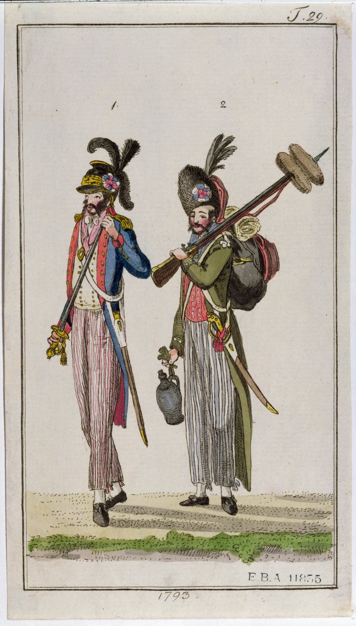 法国大革命的士兵在1793年携带刺刀 作者 法语学校