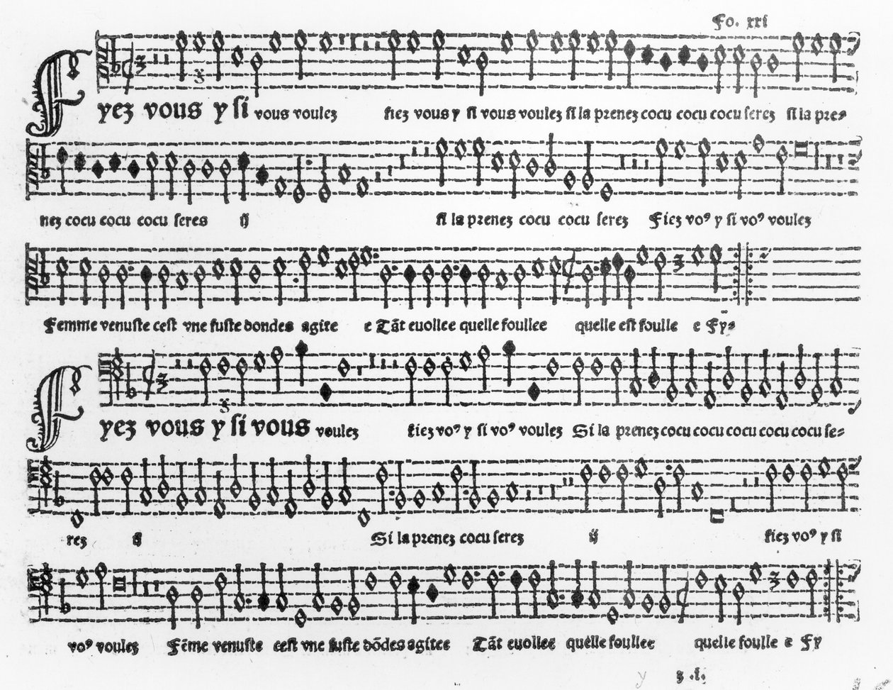 音乐歌曲的歌曲由Pierre Attaignant（d.1552）1535-36出版 作者 法语学校