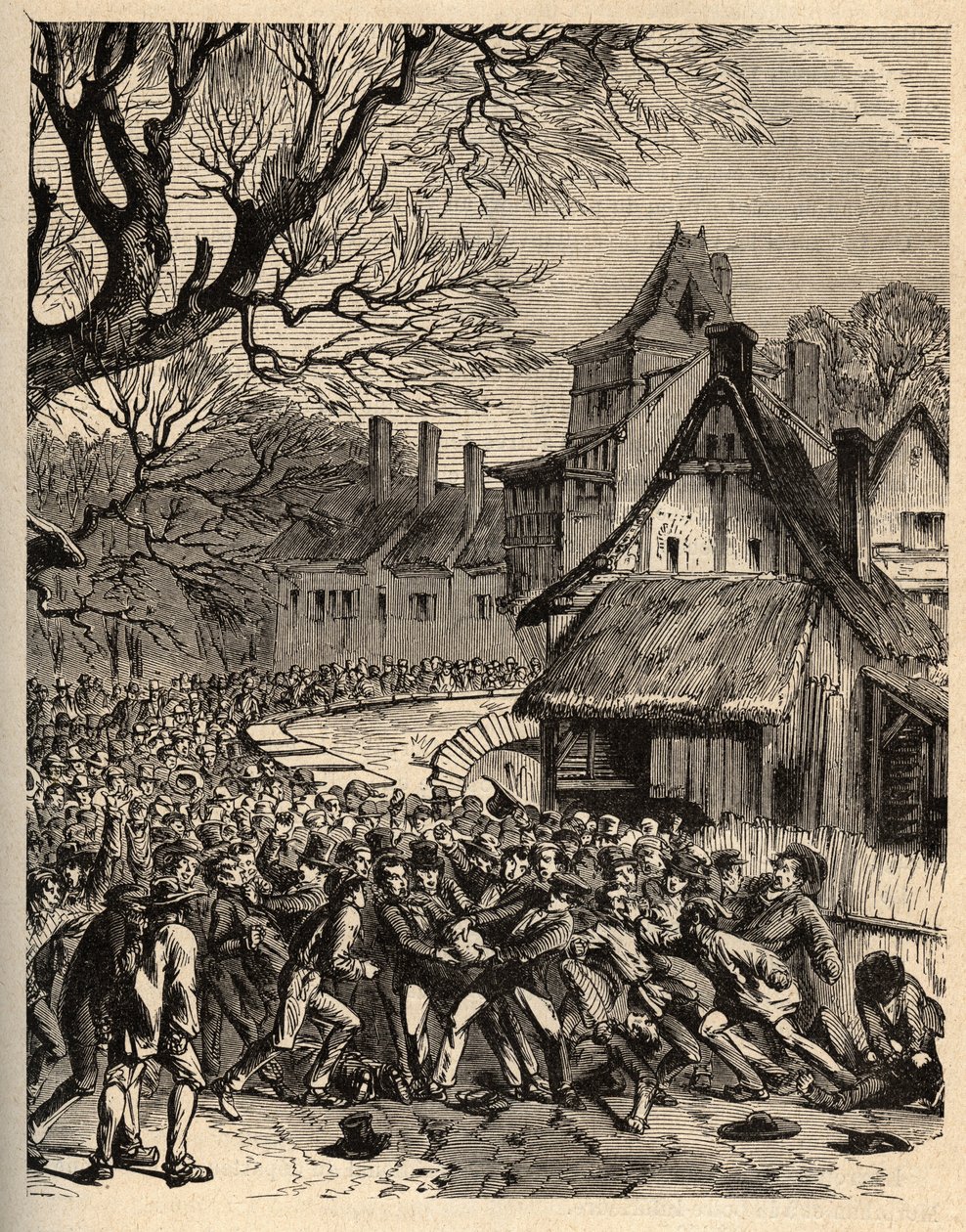 Soule游戏（足球的祖先） - （法国） - Le jeu de la soule en Basse Normandy (Ancetre presume du football et du rugby) - engraving in "PATRIQUE DE LA FRANCE IN 6 VOLUES BY LUCIEN HUARD - end 19 century 作者 法语学校
