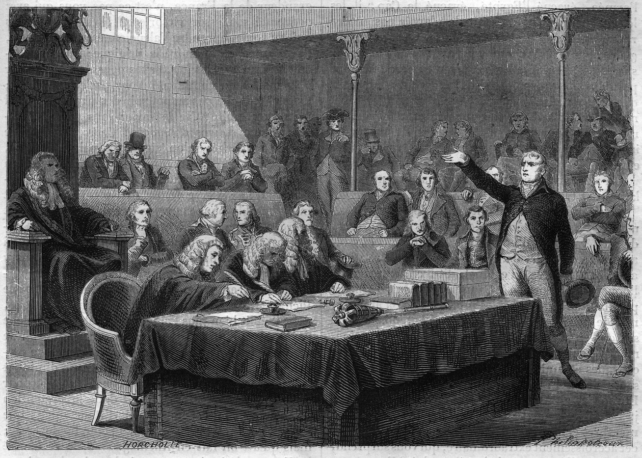 福克斯议员在英国议会关于法国入侵瑞士的演讲，1802年11月 - 雕刻自路易-阿道夫-蒂埃的《领事馆和帝国史》 - 福克斯议员关于法国入侵瑞士的演讲，1802年11月 - 作者 法语学校