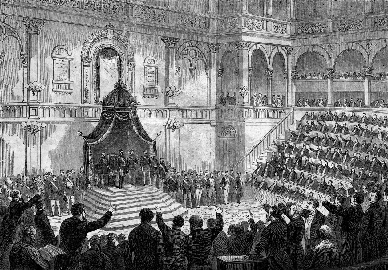 意大利国王维克多-伊曼纽尔二世（Vittorio Emanuele）（维克多-伊曼纽尔）（1820-1878）在都灵议会的意大利国家会议开幕式上的讲话 作者 法语学校