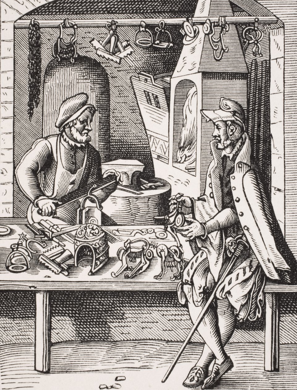 刺客制造者，由Jost Amman（1539-91）从&39;中世纪和文艺复兴时期&39;由Paul Lacroix（1806-84）出版的木版画复制品1847年发行（版画） 作者 法语学校