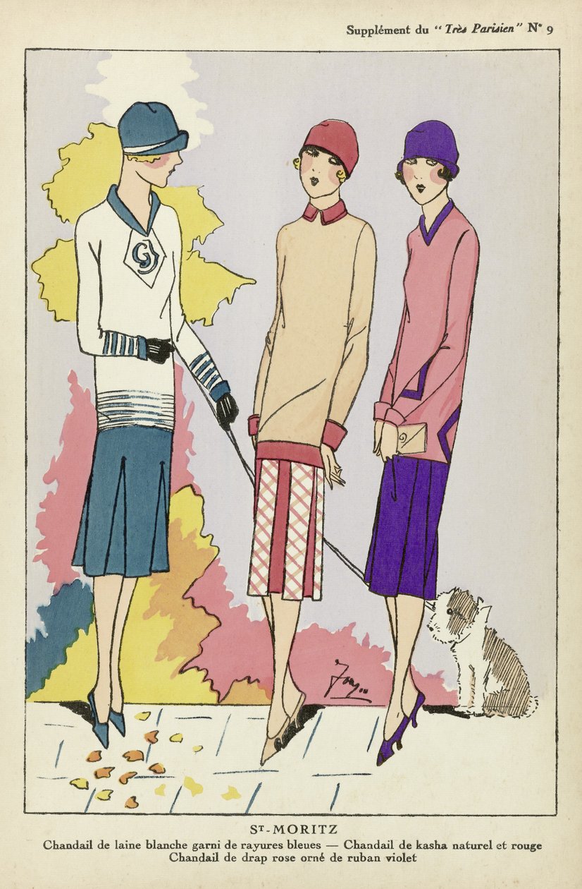 圣莫里茨，选自《Tres Parisien》，1925 年出版（pochoir 印刷品） 作者 法语学校