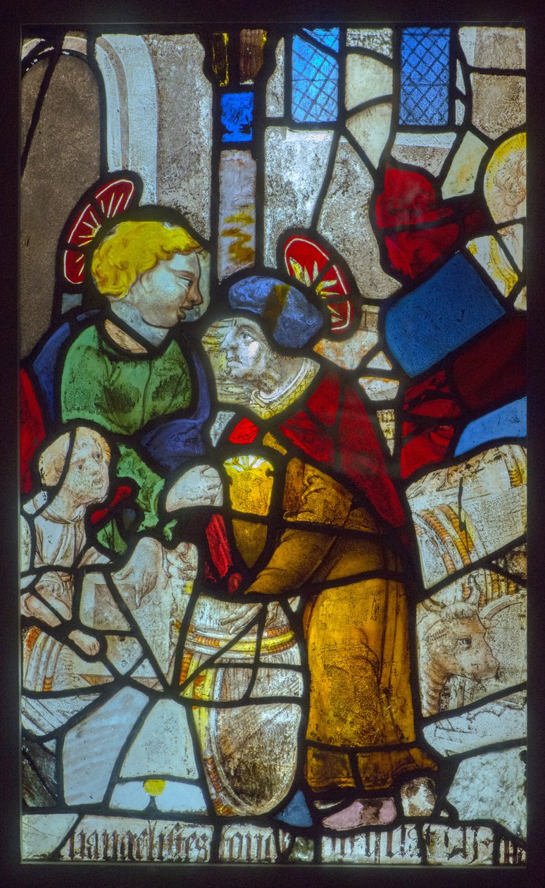 Stained glass, the evangelists storing the barrels (theme of the mystic press) 作者 法语学校