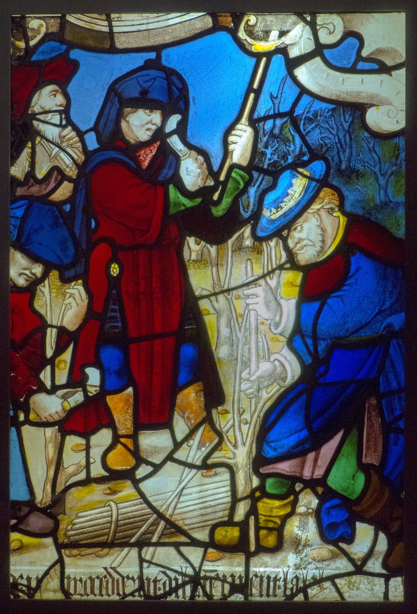 彩色玻璃，雕刻藤蔓的先知（1540 年左右神秘出版社的主题） 作者 法语学校