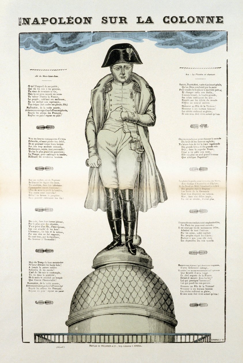 Statue of Napoleon I Bonaparte (1769-1821) on the Vendome column in Paris. Picture of Epinal 作者 法语学校