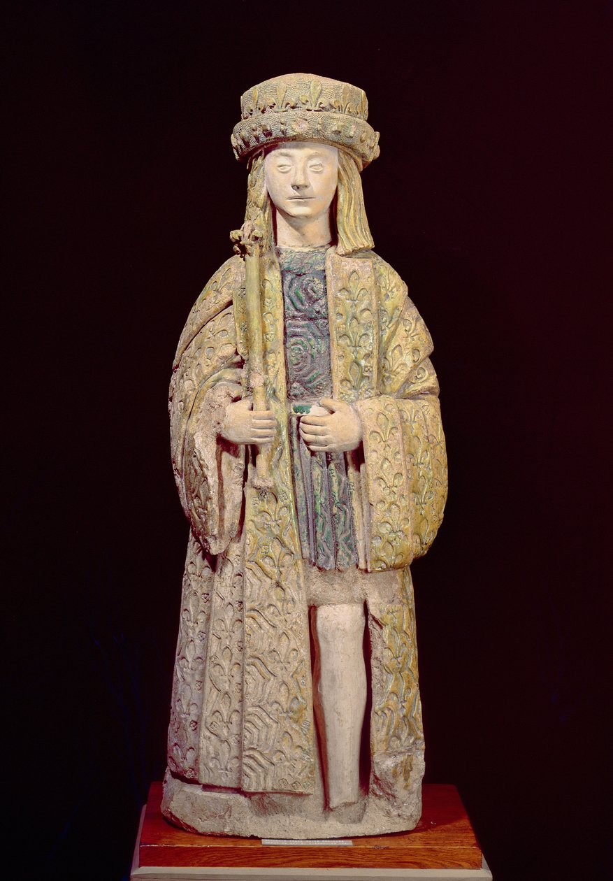 圣路易斯雕像（1214-70），15世纪末或16世纪初（釉面赤土陶器） 作者 法语学校