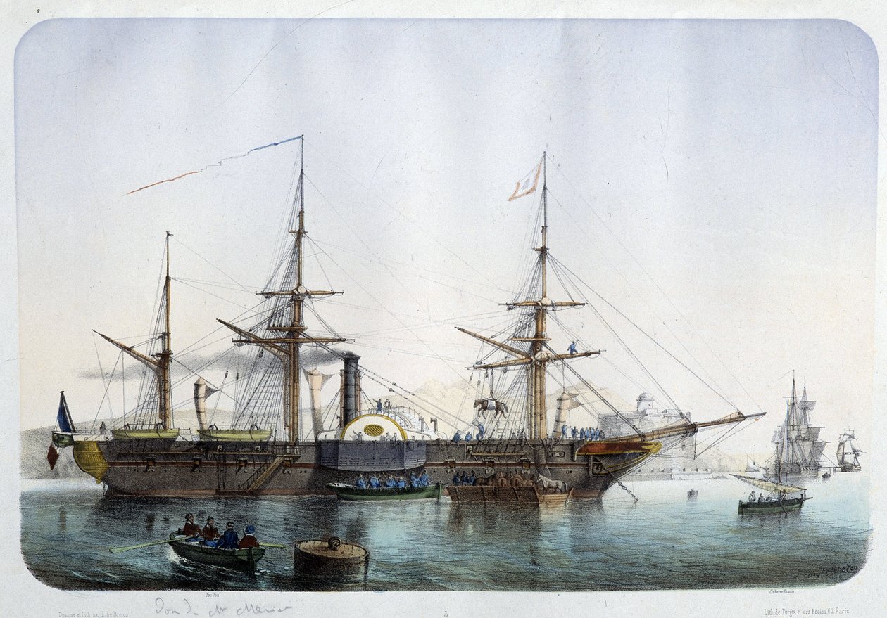 土伦港的蒸汽护卫舰，约1850年 作者 法语学校