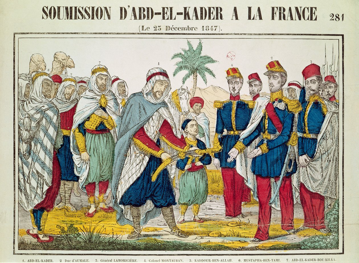 1847年12月23日，Abd el-Kader（1808-83）向Henri d&39;Orleans（1822-97）提交的Aumale公爵 作者 法语学校