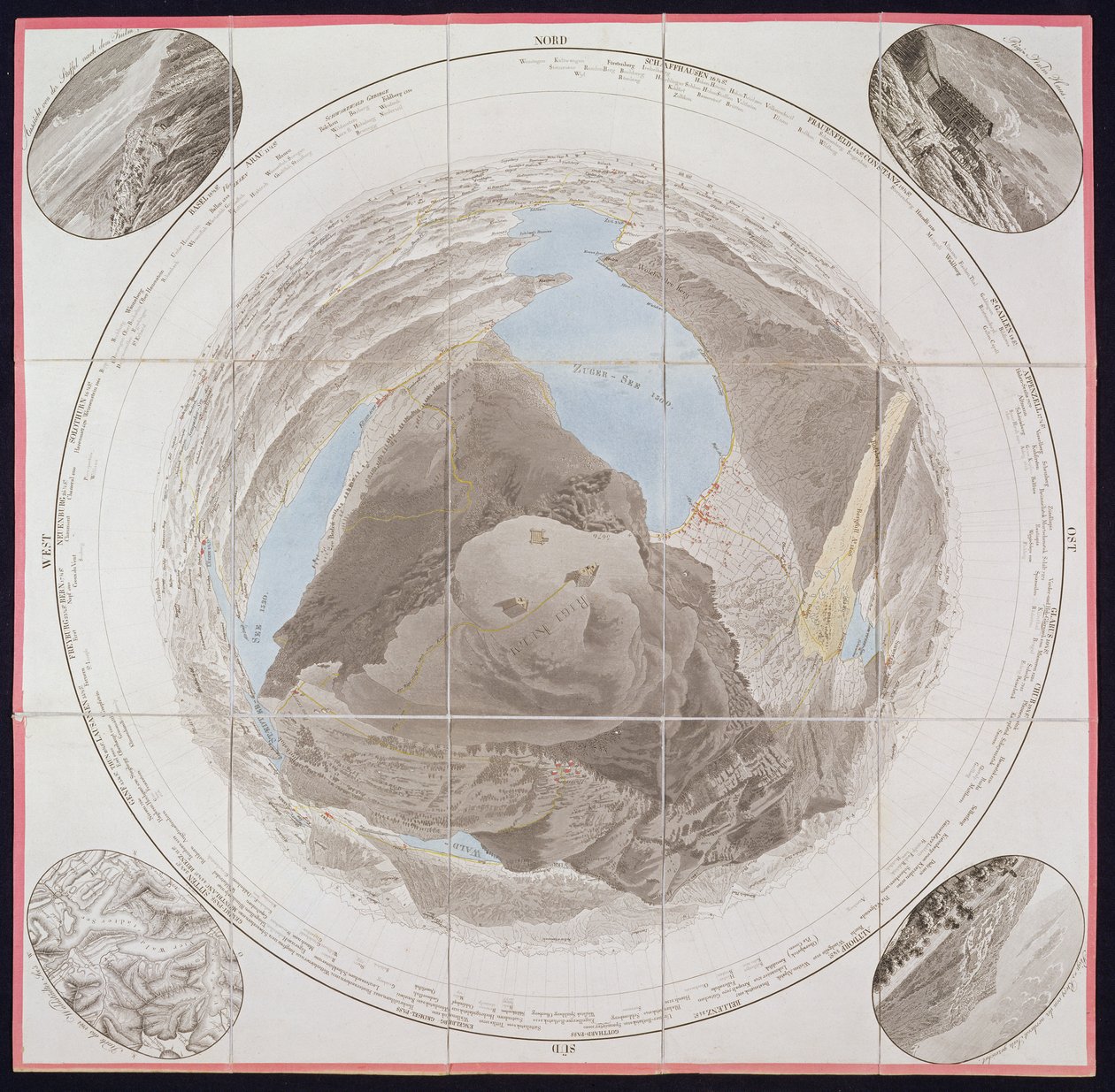 瑞士山的Kulm峰会，来自Mount Rigi的旅行者指南，由Col。 Pfyffer de Wyer，1823年出版（手工彩色雕刻） 作者 法语学校