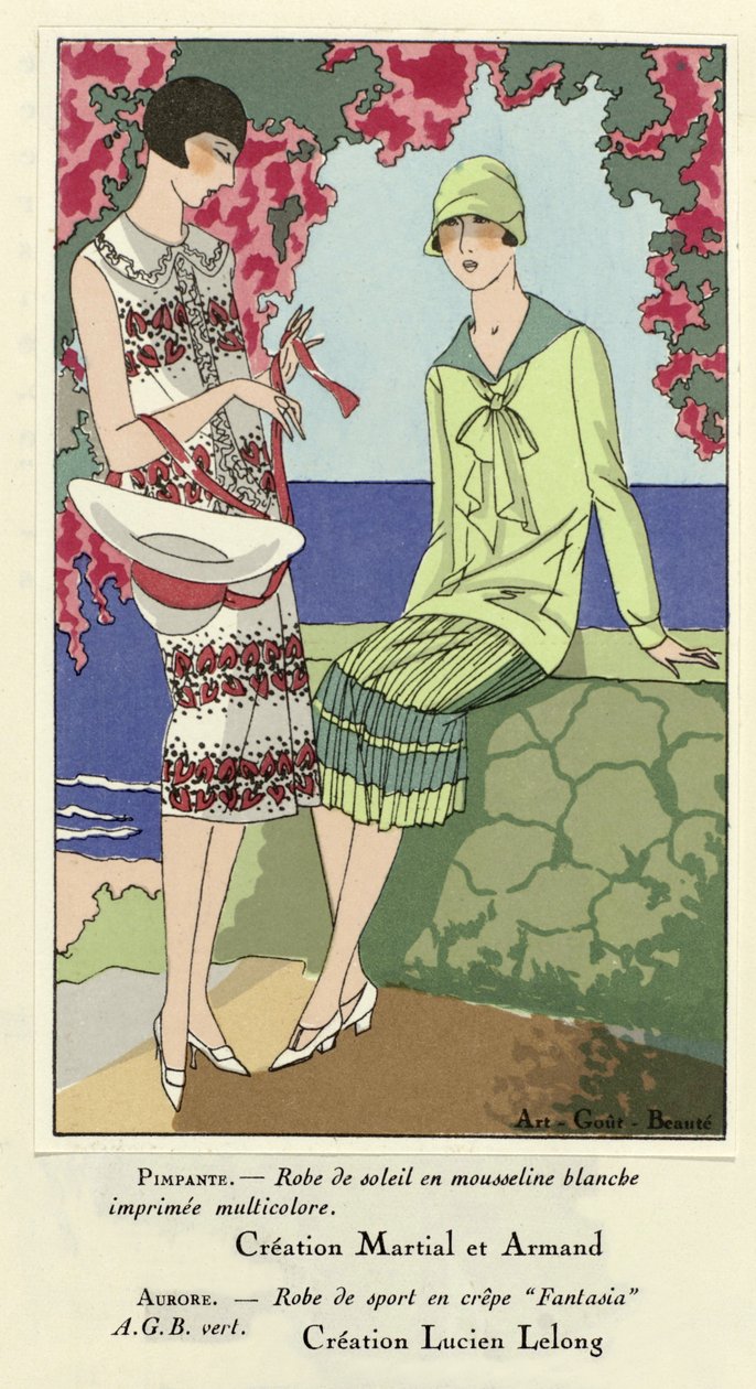 日装和运动装，选自《Art-Gout-Beaute》，1924 年出版（pochoir 版画） 作者 法语学校
