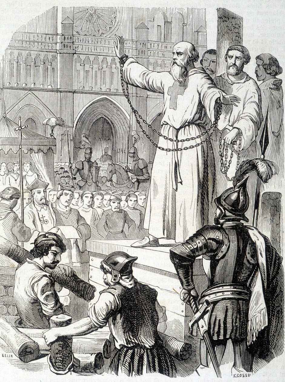 Supplice des Templars (1314)--载于L.-P.的 "Histoire de France"。Anquetil 作者 法语学校