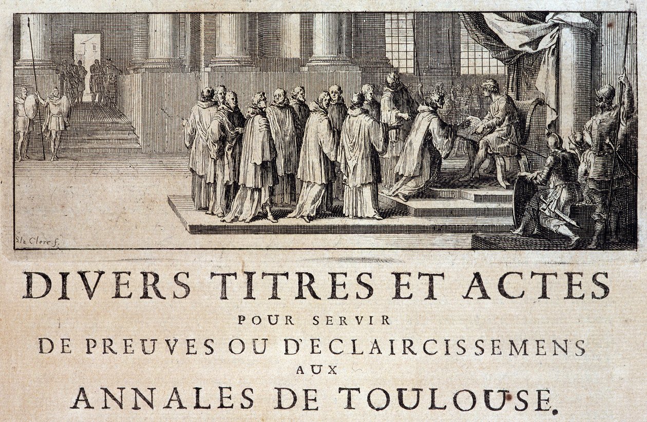 1271 年，在图卢兹 Germain de Lafaille 的“Annales de la ville de Toulouse”中，国王菲利普三世的使者占领了这座城市和图卢兹伯爵 作者 法语学校