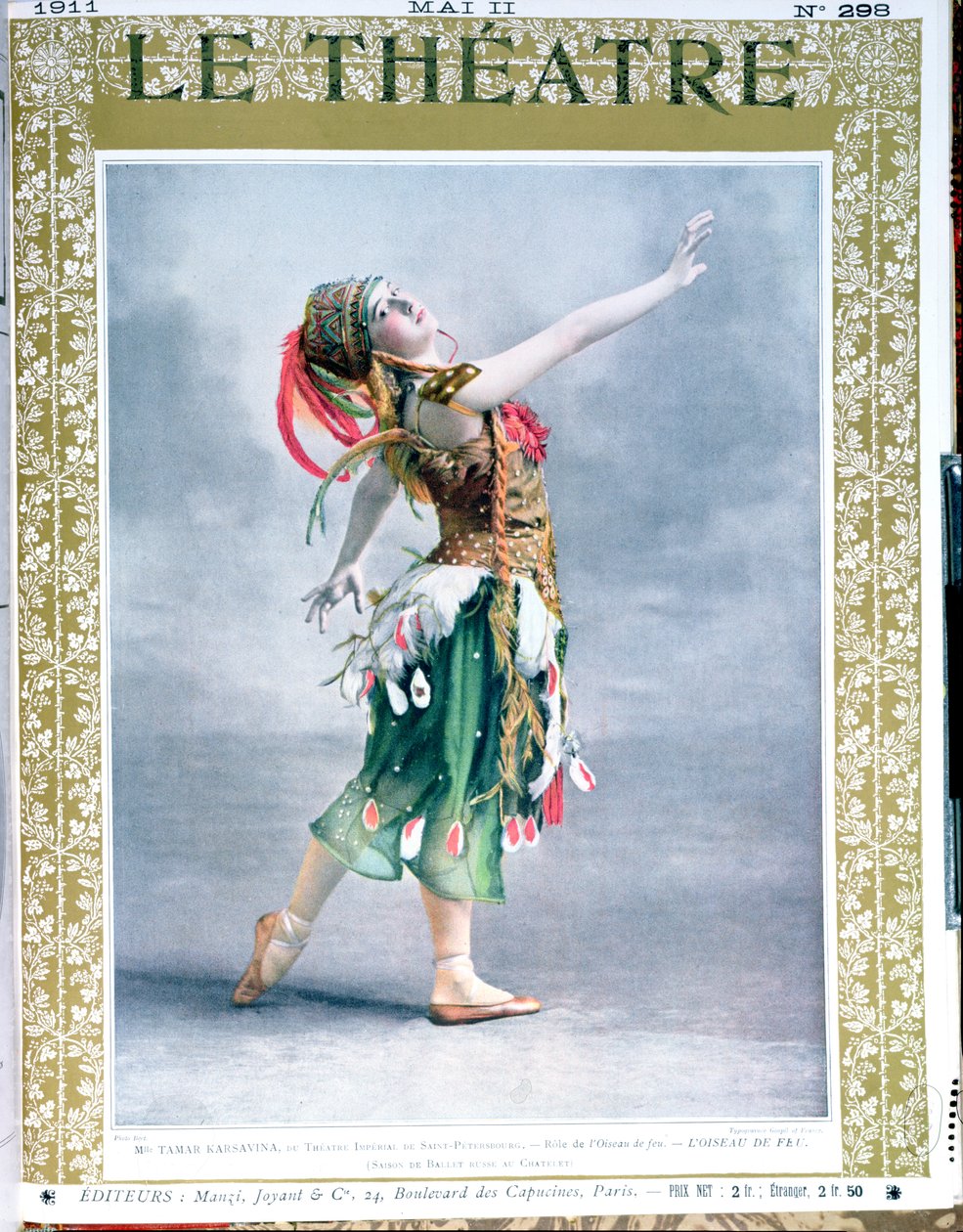 1911年5月，来自Le Theatre杂志封面的Igor Stravinsky（1882-1971）的Tamara Platnovna Karsavina（1885-1978） 作者 法语学校