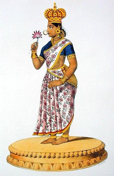 Kouvera的妻子Tchitralekha，由C. de Motte（1785-1836）雕刻（彩色平印）。 作者 法语学校