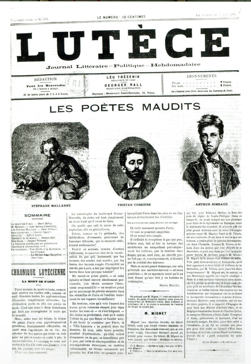 被诅咒的诗人，报纸Lutece的封面，1884年 作者 法语学校