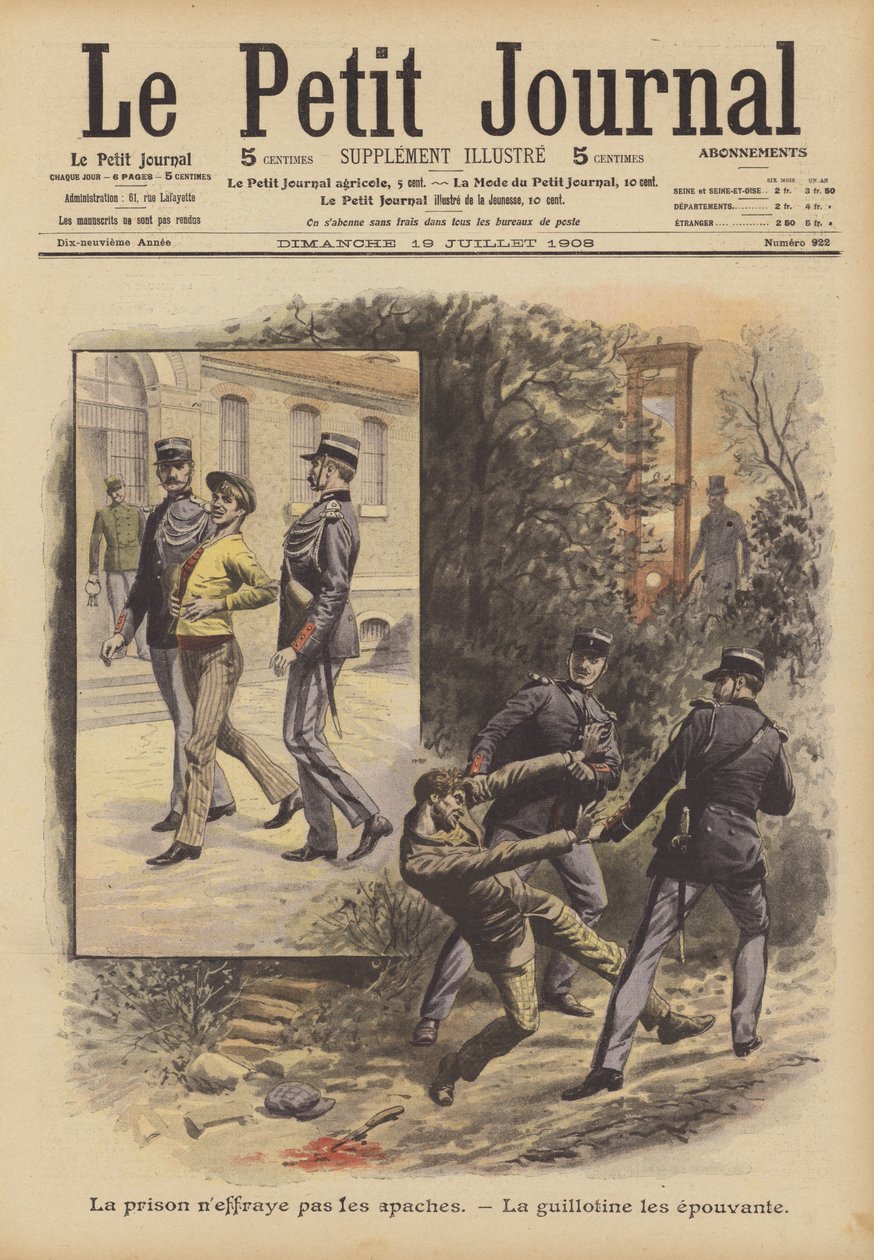 阿帕奇人不惧怕监狱。断头台让他们害怕（彩色石版画） 作者 法语学校