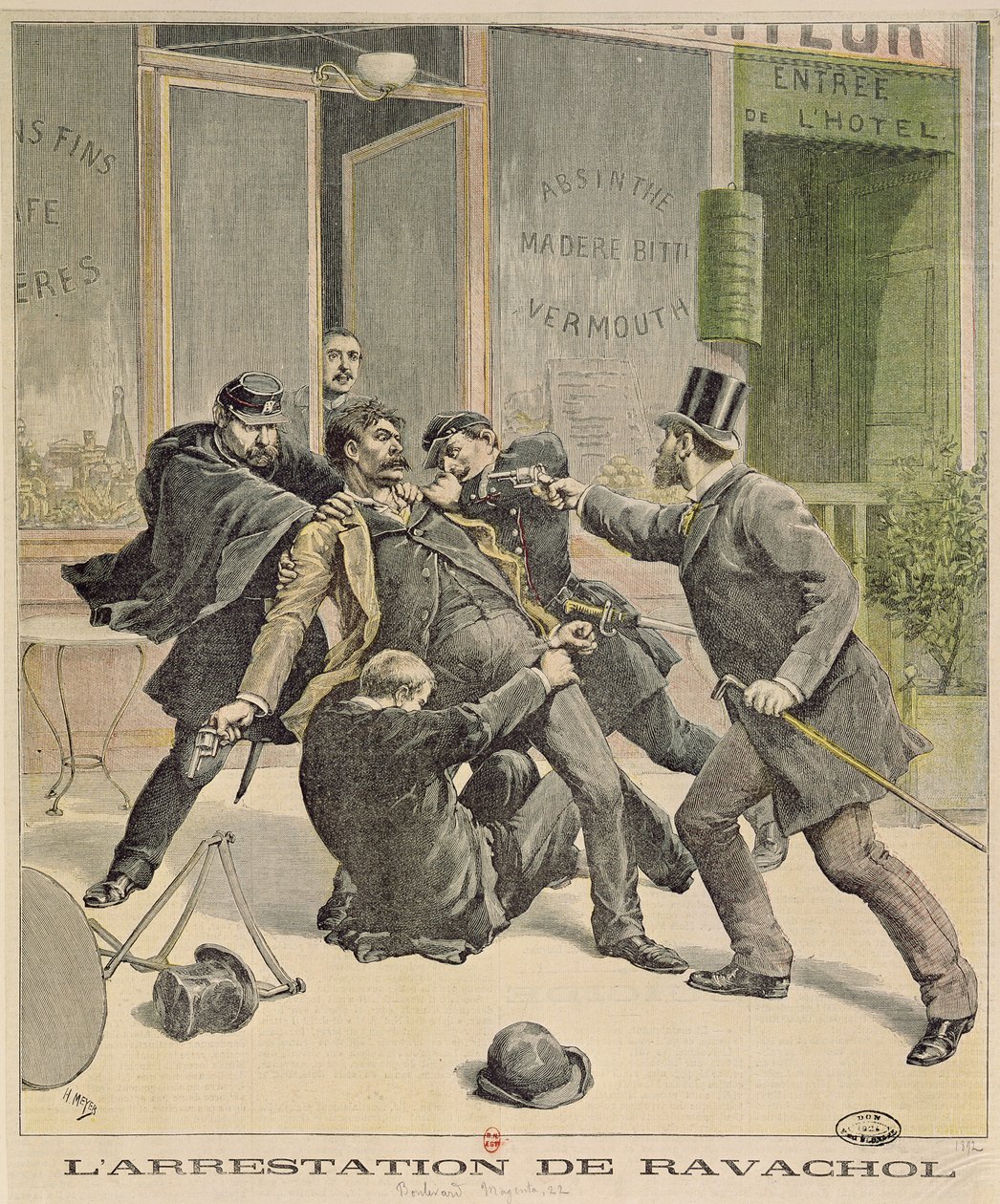 Ravachol的逮捕，&39;Le Petit Journal&39;的封面，1892年4月16日 作者 法语学校