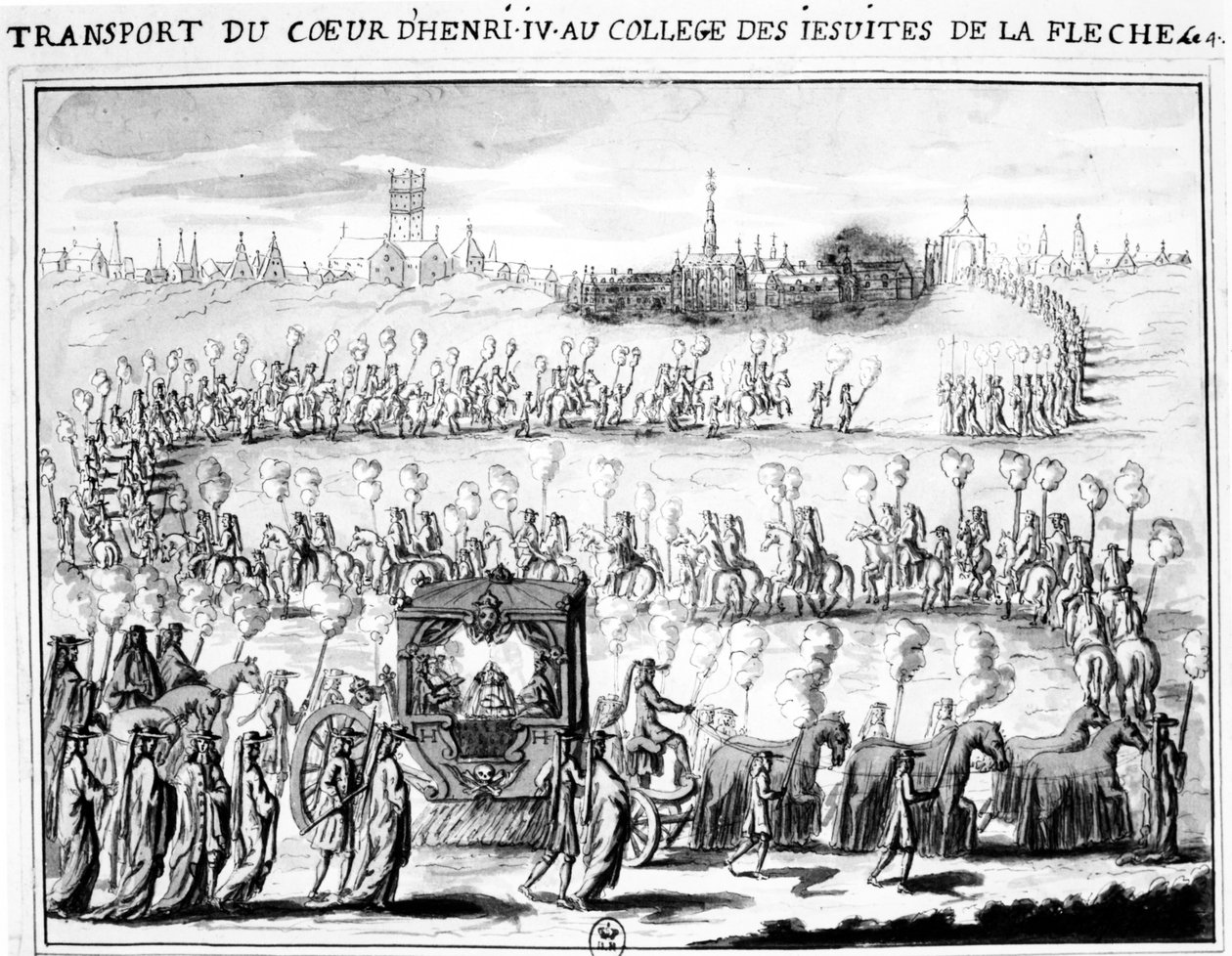 1610年6月4日在LaFlèche学院到达Henri IV的心脏 作者 法语学校
