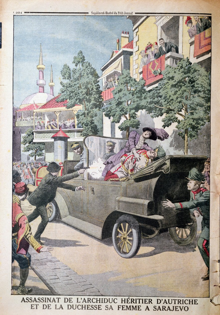 1914年6月28日，Le Petit Journal于1914年7月12日在萨拉热窝暗杀奥地利大公弗朗茨·费迪南德（1863-1914）和他的妻子公爵夫人索菲亚（1995-1918） 作者 法语学校