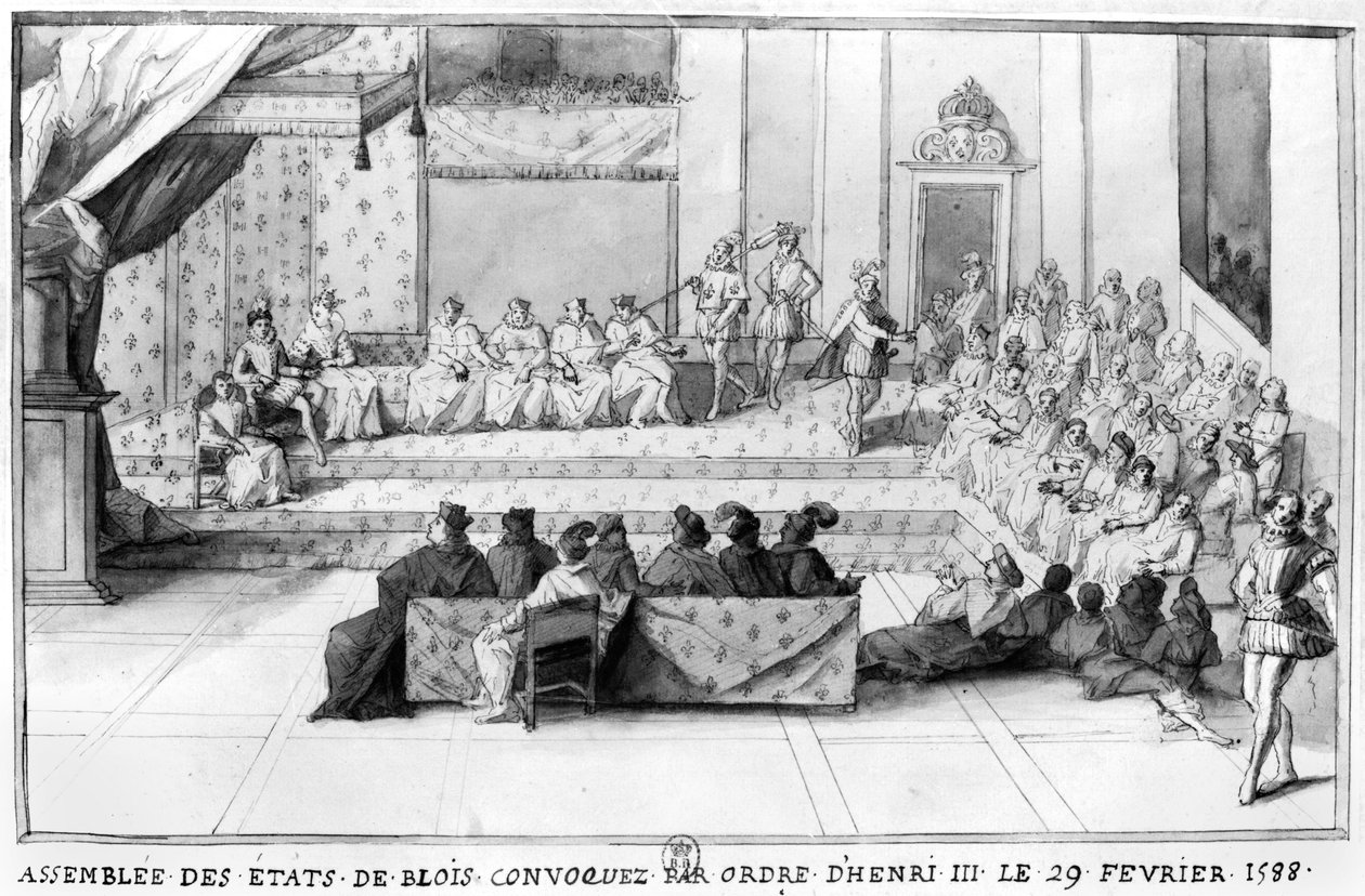 1588年2月29日，法国国王亨利三世（1551-89）（1574年至1889年）在1588年后召开布洛瓦庄园大会 作者 法语学校
